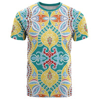 Indian Mandala Pattern T Shirt Yellow Geometric Floral Mandala