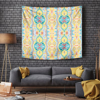 Indian Mandala Pattern Tapestry Yellow Geometric Floral Mandala