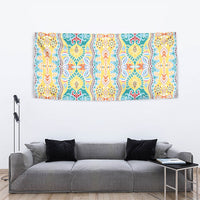 Indian Mandala Pattern Tapestry Yellow Geometric Floral Mandala