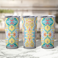 Indian Mandala Pattern Tumbler Cup Yellow Geometric Floral Mandala