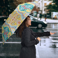 Indian Mandala Pattern Umbrella Yellow Geometric Floral Mandala