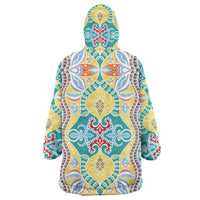 Indian Mandala Pattern Wearable Blanket Hoodie Yellow Geometric Floral Mandala