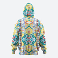 Indian Mandala Pattern Zip Hoodie Yellow Geometric Floral Mandala