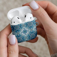 Indian Mandala Pattern AirPods Case Blue Geometric Floral Mandala