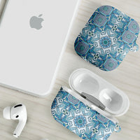 Indian Mandala Pattern AirPods Case Blue Geometric Floral Mandala
