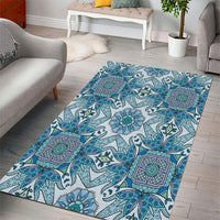 Indian Mandala Pattern Area Rug Blue Geometric Floral Mandala