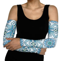 Indian Mandala Pattern Arm Sleeves Blue Geometric Floral Mandala