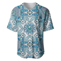 Indian Mandala Pattern Baseball Jersey Blue Geometric Floral Mandala