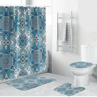 Indian Mandala Pattern Bathroom Set Blue Geometric Floral Mandala