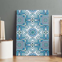 Indian Mandala Pattern Canvas Wall Art Blue Geometric Floral Mandala