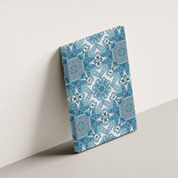 Indian Mandala Pattern Canvas Wall Art Blue Geometric Floral Mandala