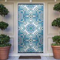 Indian Mandala Pattern Door Cover Blue Geometric Floral Mandala