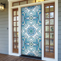 Indian Mandala Pattern Door Cover Blue Geometric Floral Mandala