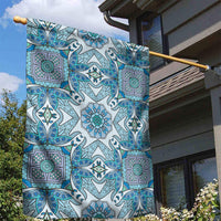 Indian Mandala Pattern Garden Flag Blue Geometric Floral Mandala