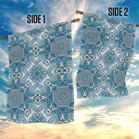 Indian Mandala Pattern Garden Flag Blue Geometric Floral Mandala