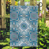 Indian Mandala Pattern Garden Flag Blue Geometric Floral Mandala