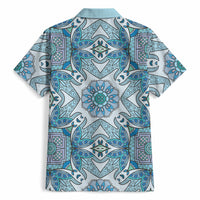 Indian Mandala Pattern Hawaiian Shirt Blue Geometric Floral Mandala