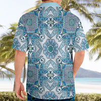 Indian Mandala Pattern Hawaiian Shirt Blue Geometric Floral Mandala