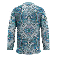 Indian Mandala Pattern Hockey Jersey Blue Geometric Floral Mandala