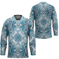 Indian Mandala Pattern Hockey Jersey Blue Geometric Floral Mandala