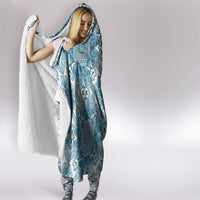Indian Mandala Pattern Hooded Blanket Blue Geometric Floral Mandala