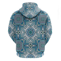 Indian Mandala Pattern Hoodie Blue Geometric Floral Mandala