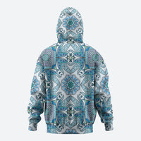 Indian Mandala Pattern Hoodie Blue Geometric Floral Mandala