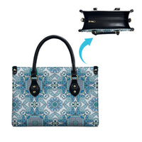 Indian Mandala Pattern Leather Bag Blue Geometric Floral Mandala