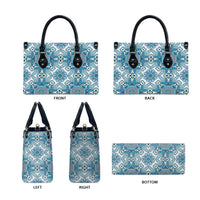 Indian Mandala Pattern Leather Bag Blue Geometric Floral Mandala