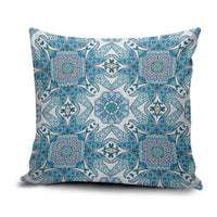 Indian Mandala Pattern Pillow Cover Blue Geometric Floral Mandala