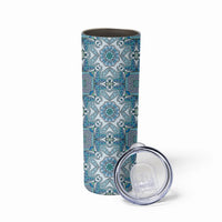 Indian Mandala Pattern Skinny Tumbler Blue Geometric Floral Mandala