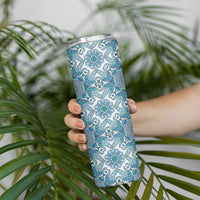 Indian Mandala Pattern Skinny Tumbler Blue Geometric Floral Mandala