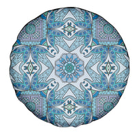 Indian Mandala Pattern Spare Tire Cover Blue Geometric Floral Mandala