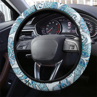 Indian Mandala Pattern Steering Wheel Cover Blue Geometric Floral Mandala