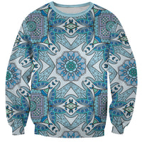 Indian Mandala Pattern Sweatshirt Blue Geometric Floral Mandala