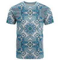 Indian Mandala Pattern T Shirt Blue Geometric Floral Mandala