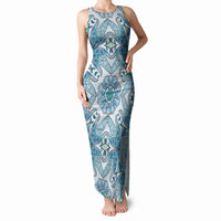 Indian Mandala Pattern Tank Maxi Dress Blue Geometric Floral Mandala