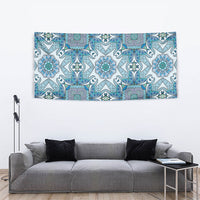 Indian Mandala Pattern Tapestry Blue Geometric Floral Mandala