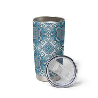 Indian Mandala Pattern Tumbler Cup Blue Geometric Floral Mandala