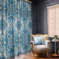Indian Mandala Pattern Window Curtain Blue Geometric Floral Mandala