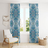 Indian Mandala Pattern Window Curtain Blue Geometric Floral Mandala