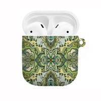 Indian Mandala Pattern AirPods Case Green Geometric Floral Mandala