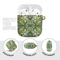 Indian Mandala Pattern AirPods Case Green Geometric Floral Mandala