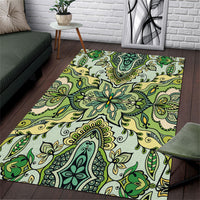 Indian Mandala Pattern Area Rug Green Geometric Floral Mandala