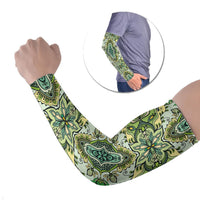 Indian Mandala Pattern Arm Sleeves Green Geometric Floral Mandala