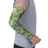 Indian Mandala Pattern Arm Sleeves Green Geometric Floral Mandala