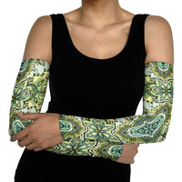 Indian Mandala Pattern Arm Sleeves Green Geometric Floral Mandala