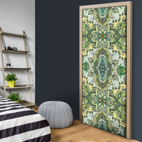 Indian Mandala Pattern Door Cover Green Geometric Floral Mandala