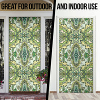 Indian Mandala Pattern Door Cover Green Geometric Floral Mandala