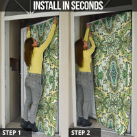 Indian Mandala Pattern Door Cover Green Geometric Floral Mandala